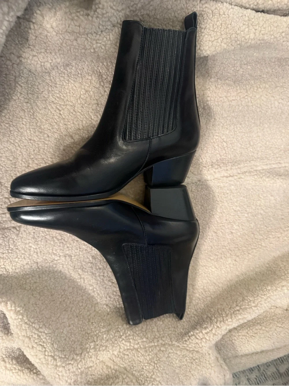 Sandro Black Leather Pointed Chelsea Ankle Boots